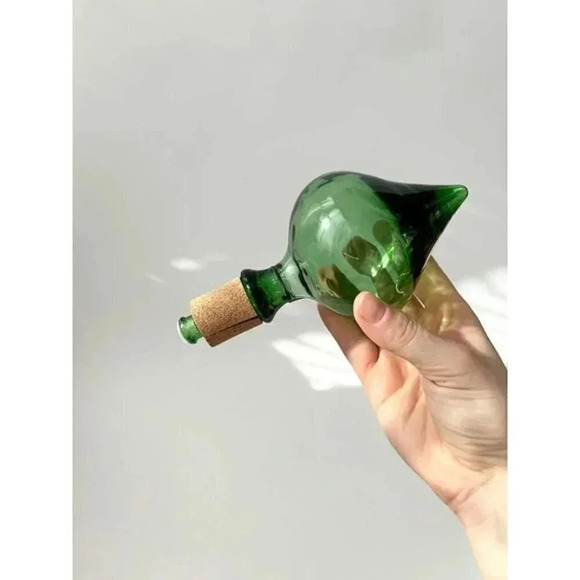 Vintage MCM Italian Empoli Glass Decanter W/ Stopper & Fluer de Lis Symbol Embos - Picture 10 of 10